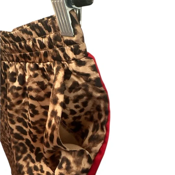 Things Between Wide Leg Pants Leopard Size Large Black Brown Red Stripe Flowy - Picture 6 of 13
